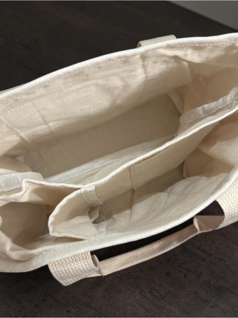 Classic Cream Canvas Mini Tote Bag with Front Pocket - Picture 3 of 11